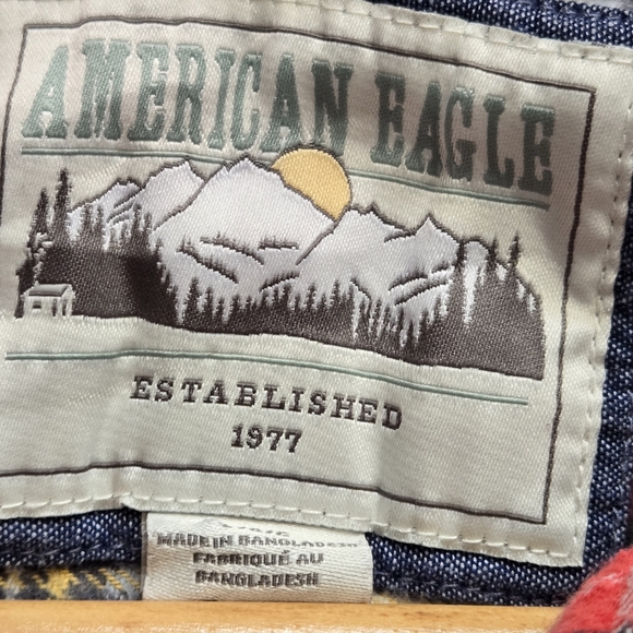 American Eagle Mens Large Plaid Button Down Shirt - Picture 9 of 9